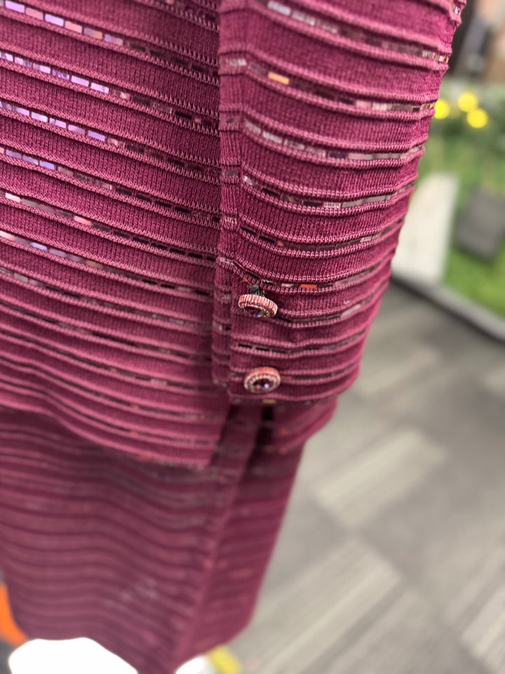 St. John Knit 2pc Women's Suit 12 Burgundy