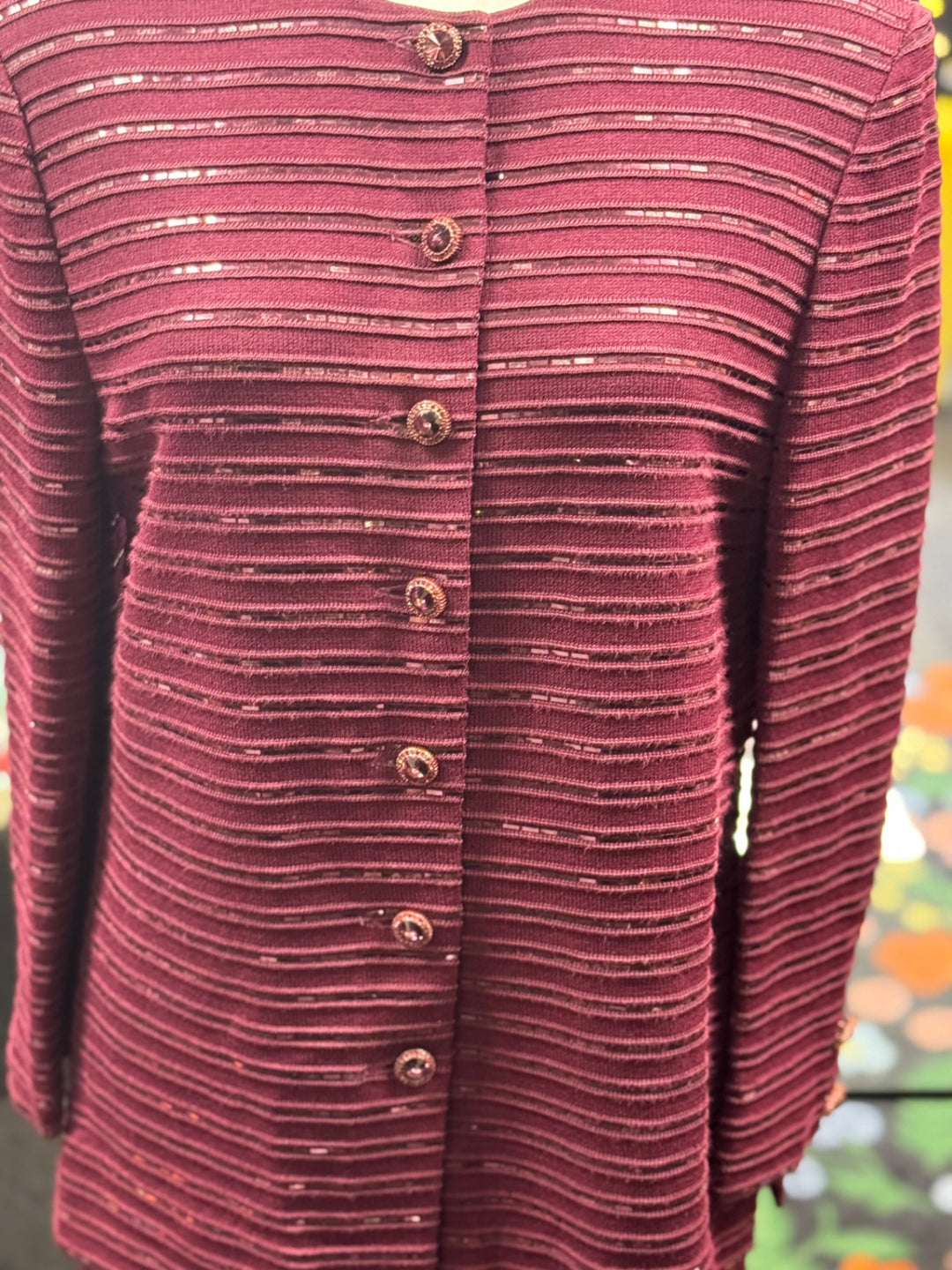 St. John Knit 2pc Women's Suit 12 Burgundy