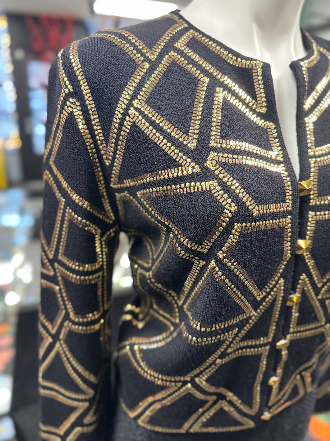 St. John Knit Women's Blazer 10 Black and Gold