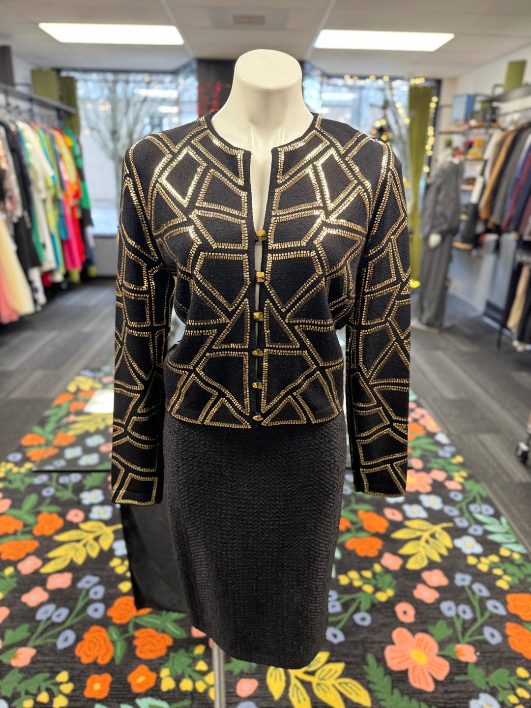 St. John Knit Women's Blazer 10 Black and Gold