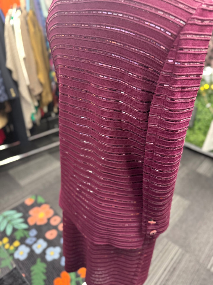 St. John Knit 2pc Women's Suit 12 Burgundy