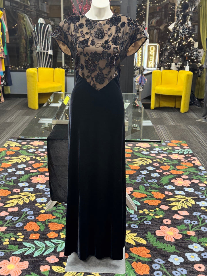 Jeffrey Velvet Gown Women's Dress 12 Black and Nude