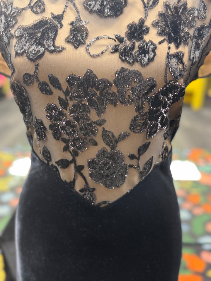 Jeffrey Velvet Gown Women's Dress 12 Black and Nude