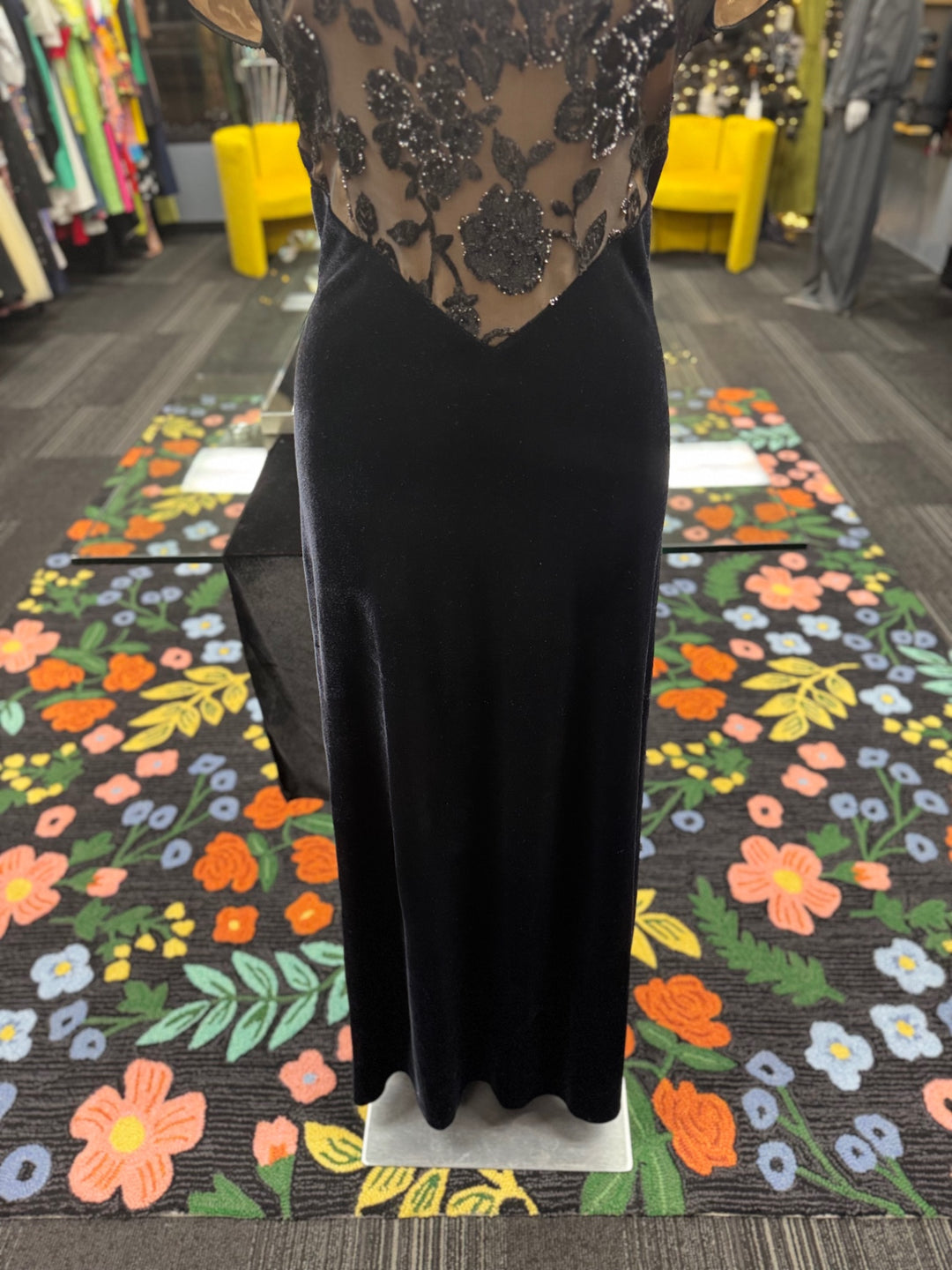 Jeffrey Velvet Gown Women's Dress 12 Black and Nude