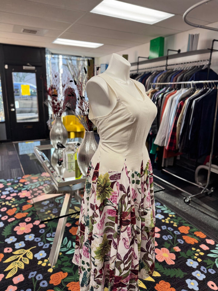 VASNA Women's Dress 1X Cream/Beige Floral 