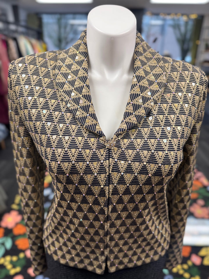 St. John Knit Women'S Jacket 14 Gold & Black