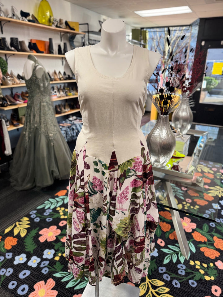 VASNA Women's Dress 1X Cream/Beige Floral 