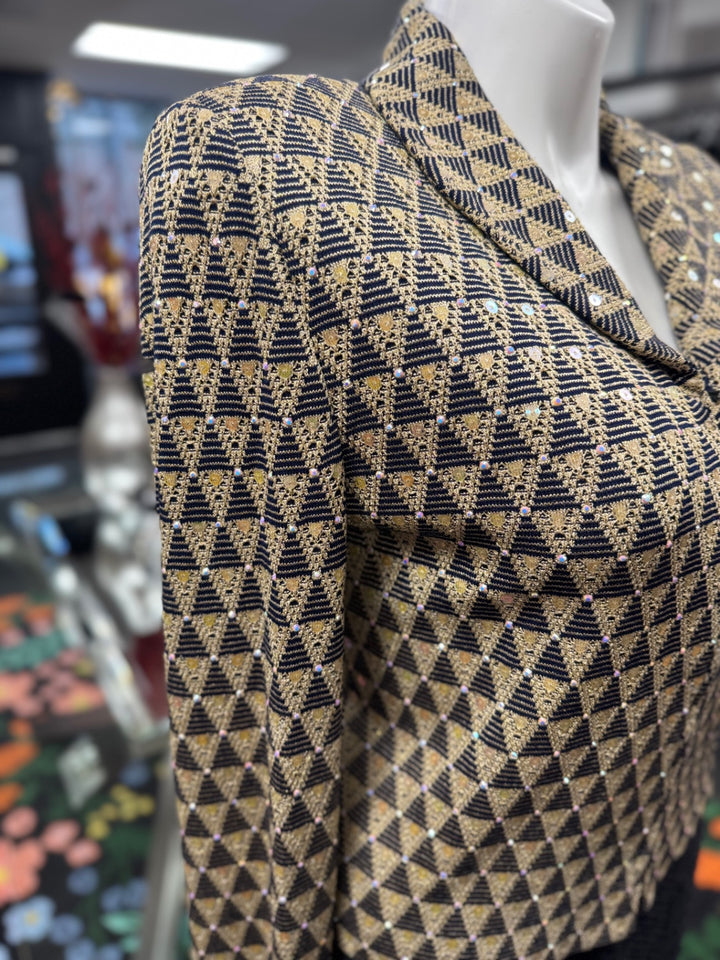 St. John Knit Women'S Jacket 14 Gold & Black