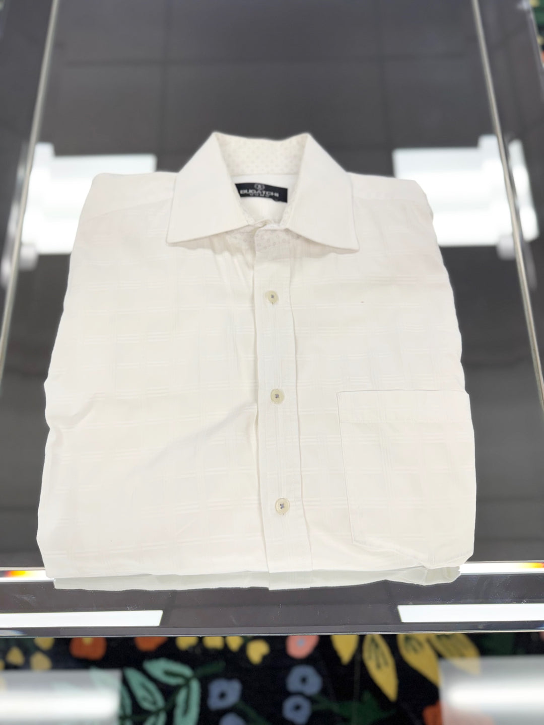 Bugatchi Men's Dress Shirt (LG White)