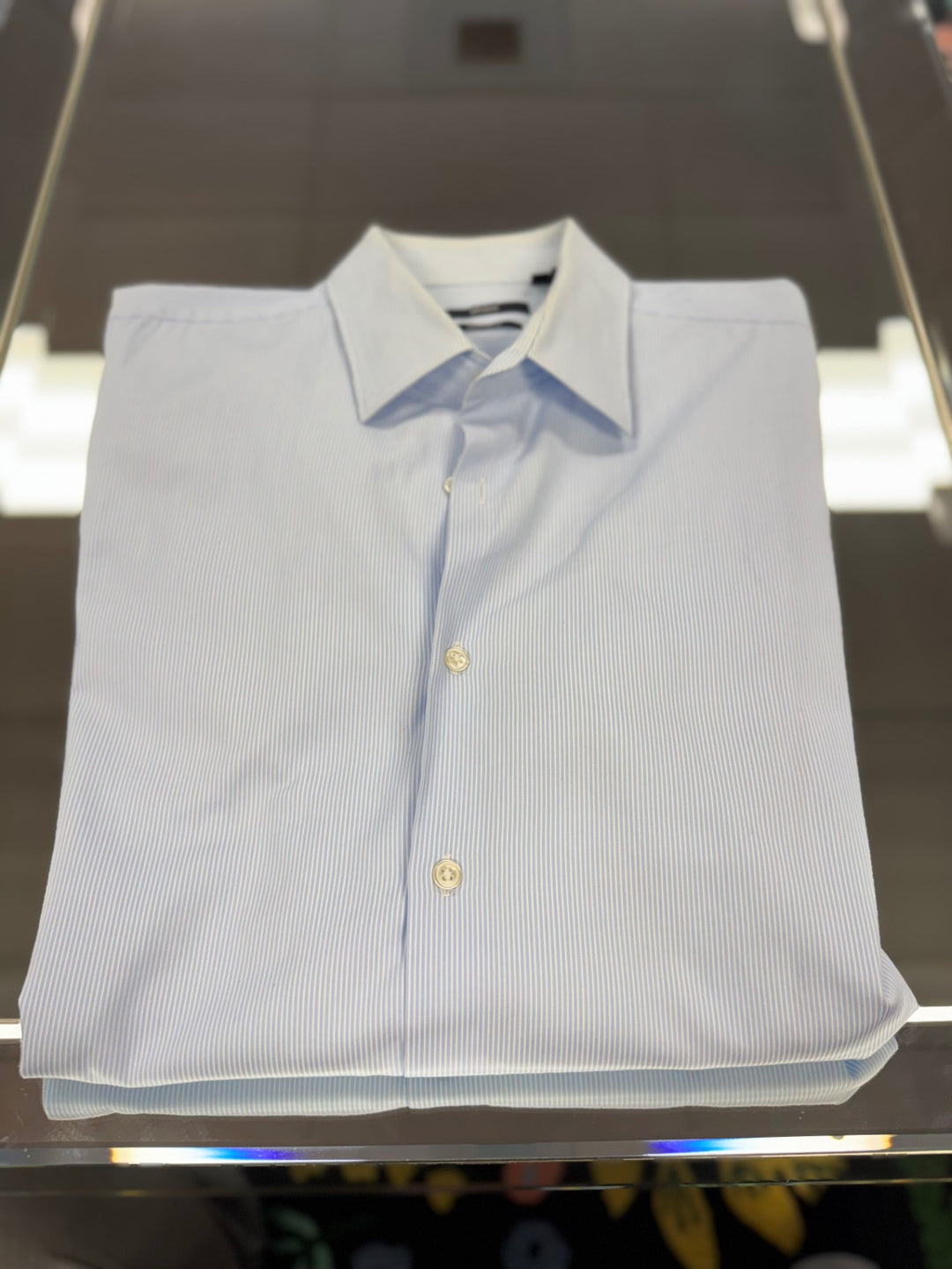 Hugo Boss Men's Dress Shirt (16.5-34/35 Blue Stripes)