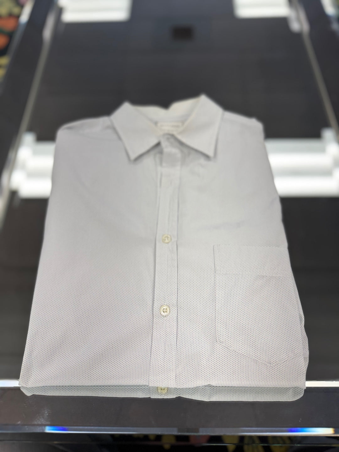 Billy Reid - Men’s Dress Shirt LG (Blue Polka-Dots) 