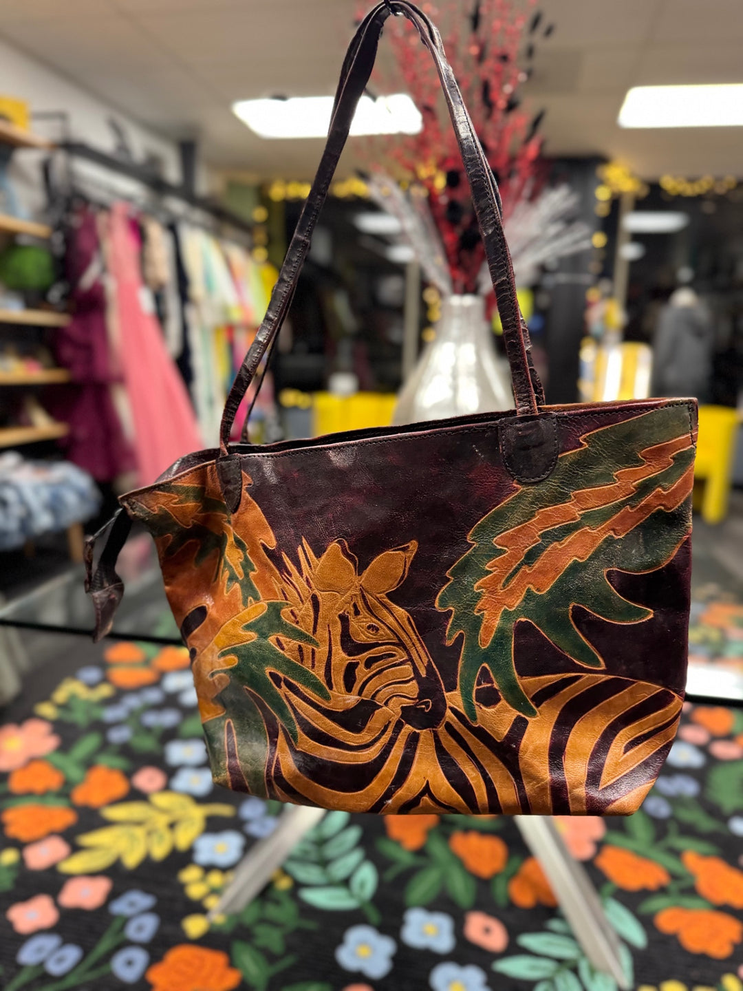 African Leather Print Women Handbag Multicolor (Brown, Green, Orange, Black)