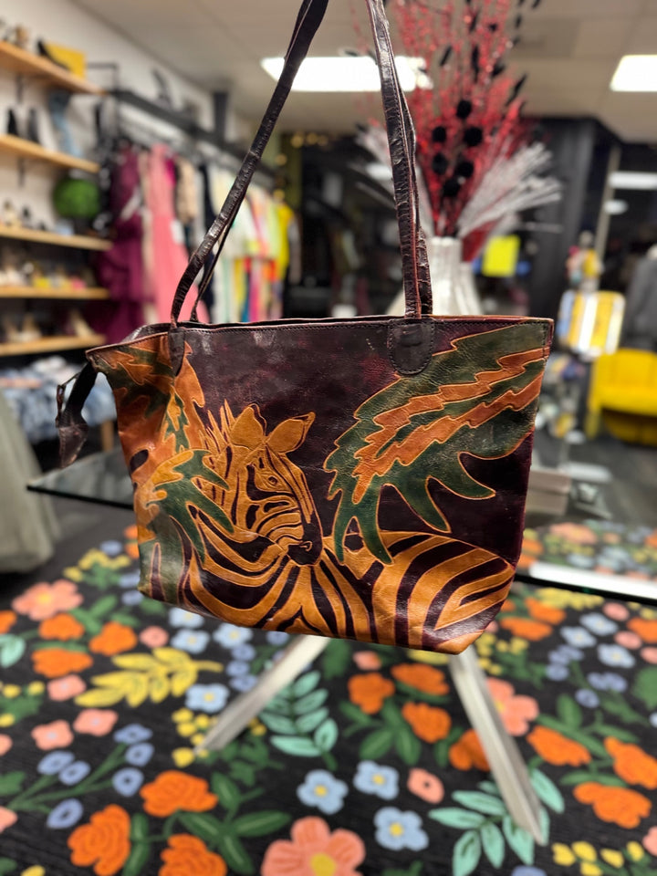 African Leather Print Women Handbag Multicolor (Brown, Green, Orange, Black)