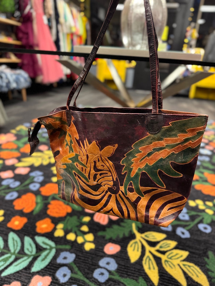 African Leather Print Women Handbag Multicolor (Brown, Green, Orange, Black)
