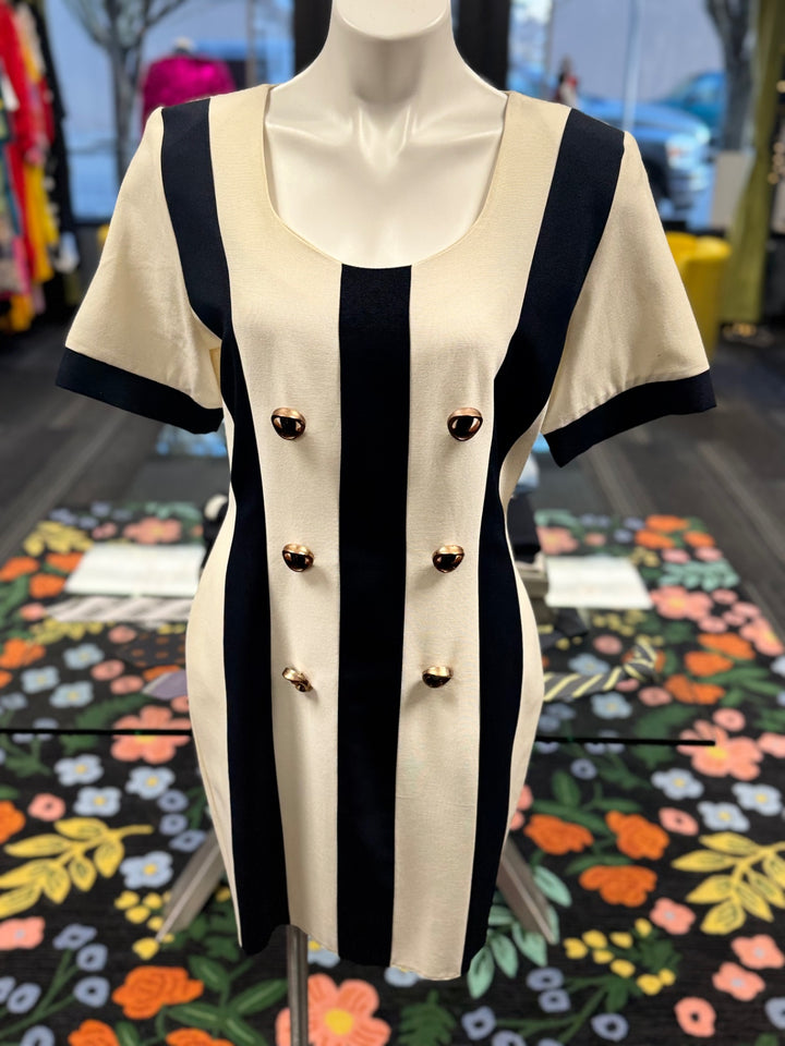 Wallis Dress 12 Beige & Black