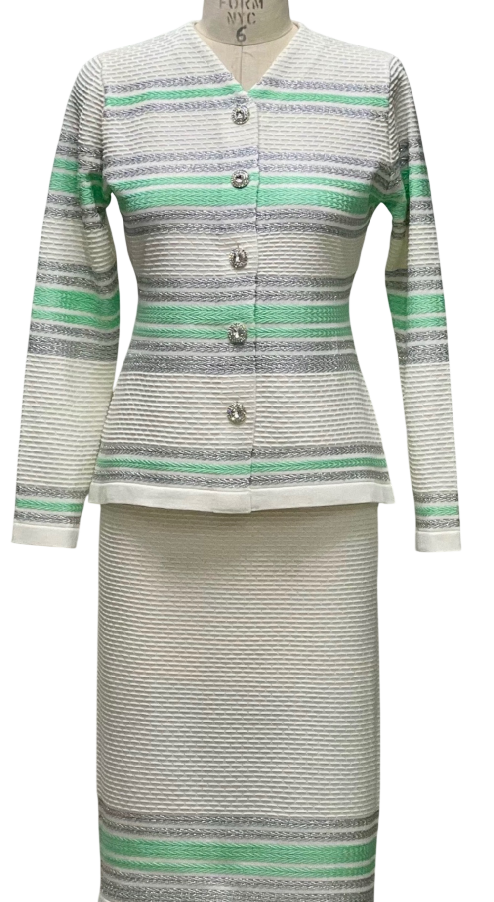 KNY By Kourosh 2pc Knit (White & Green)