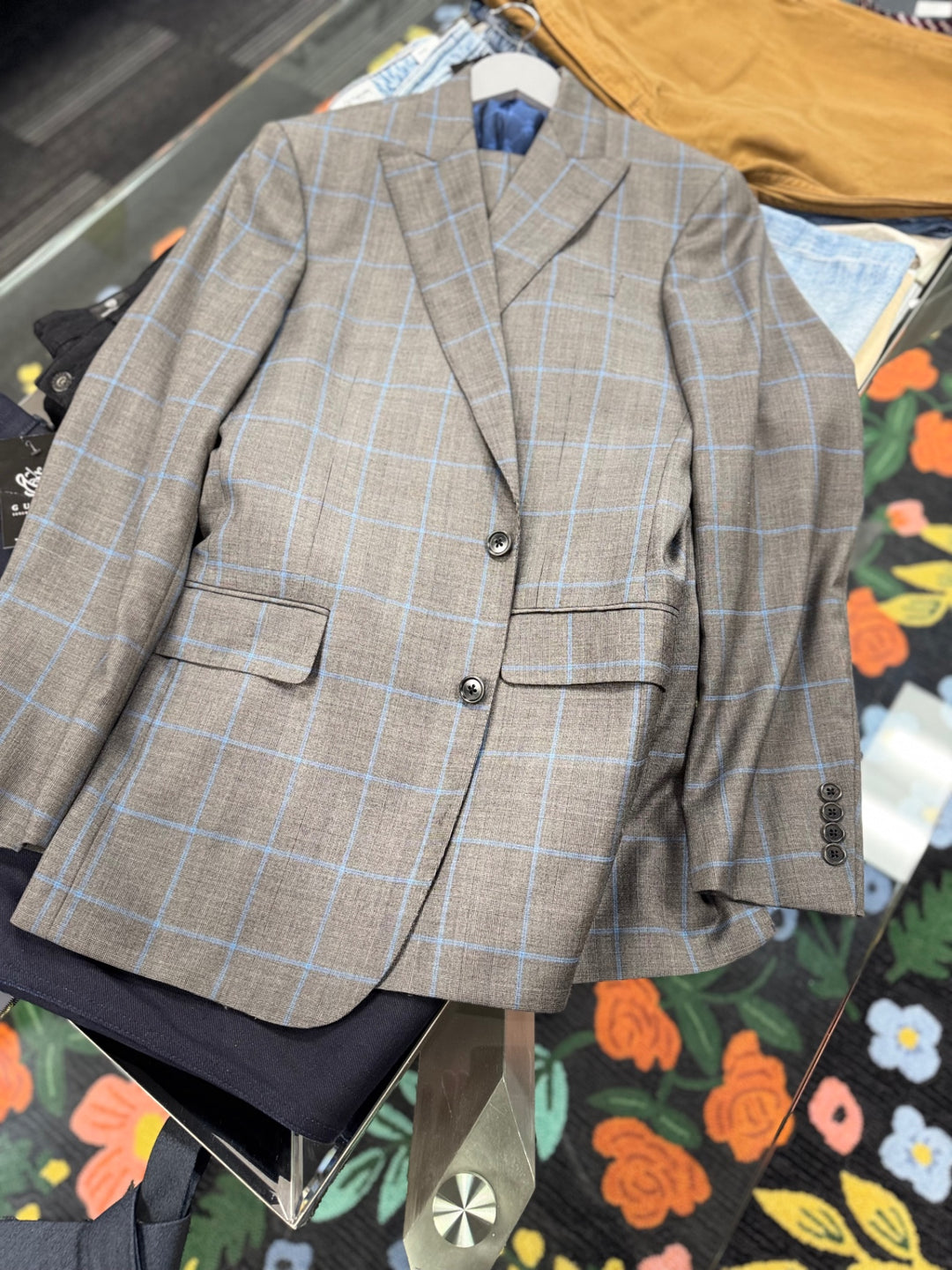 Brooks Brothers Men Suit - 38R Blue Plaid Check