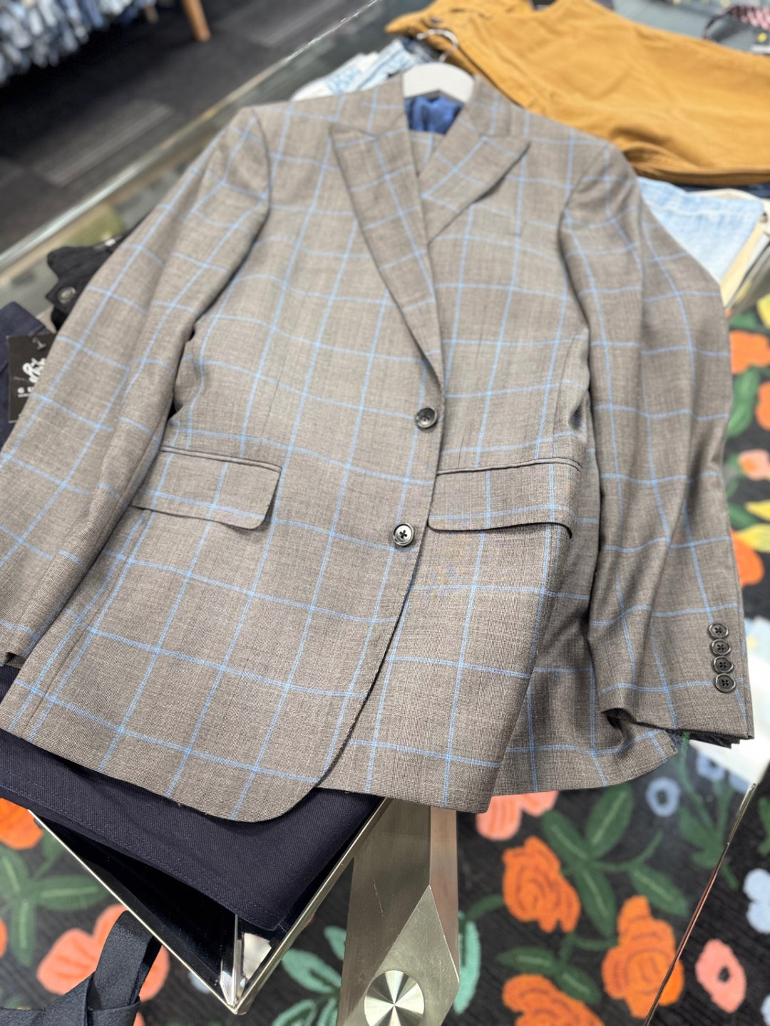 Brooks Brothers Men Suit - 38R Blue Plaid Check