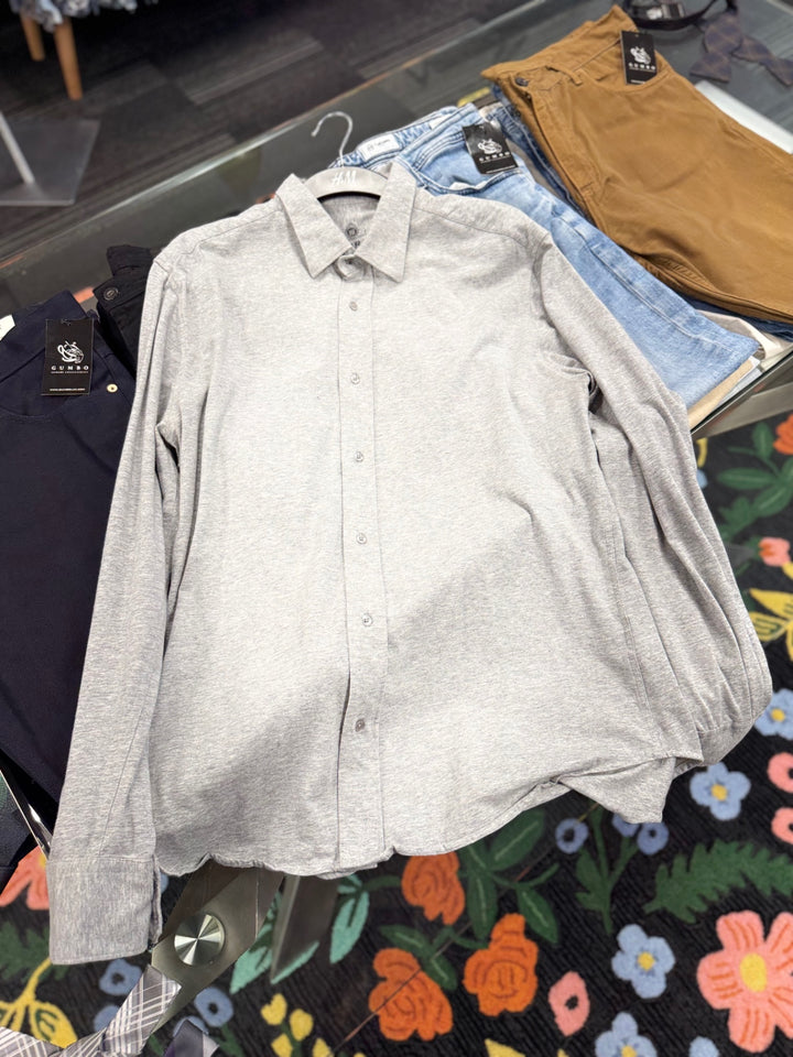 Bachrach Men’s Button Shirt - XL Gray