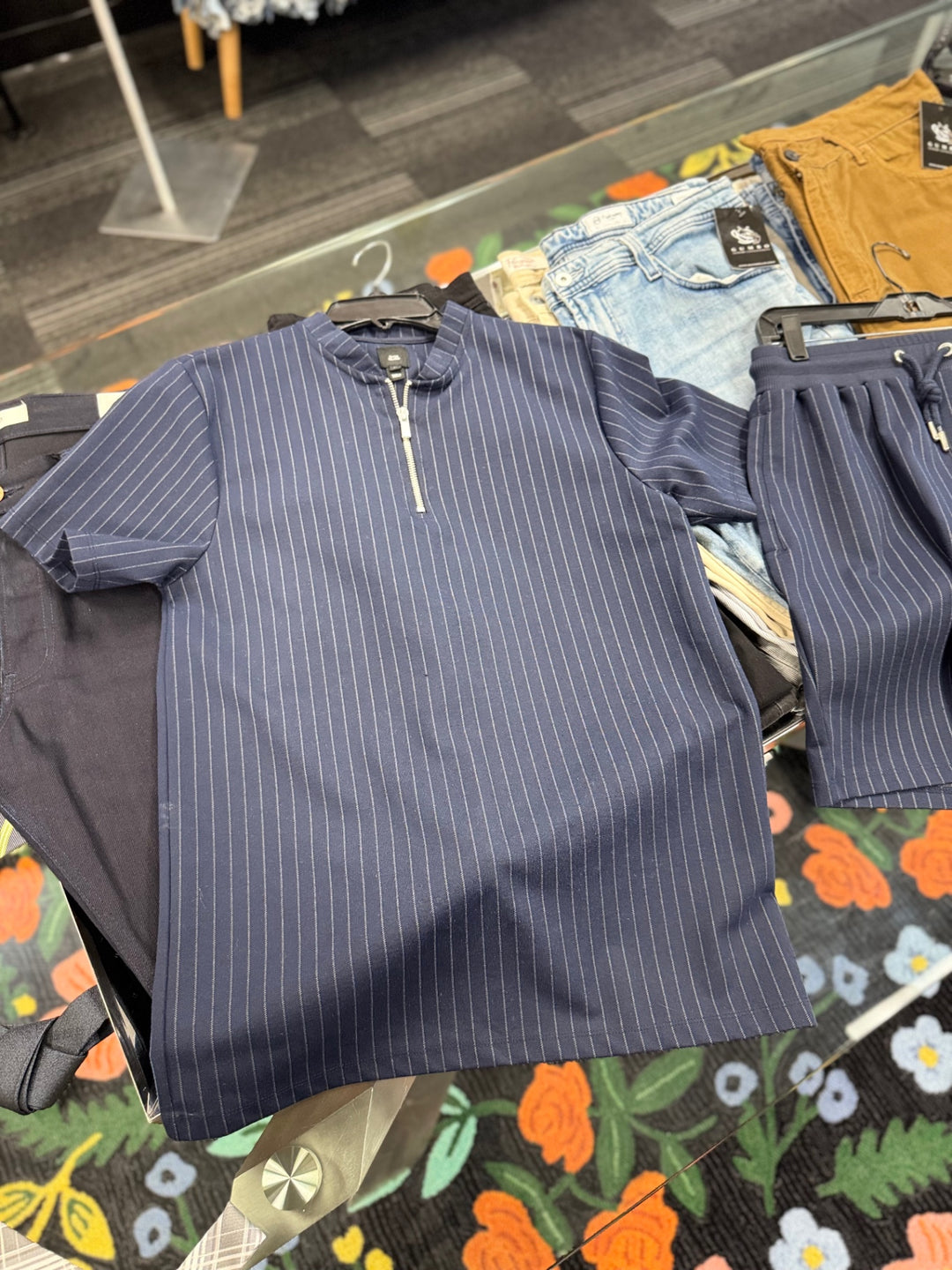 River Island Men’s 2pc Short Set - Med Navy Blue