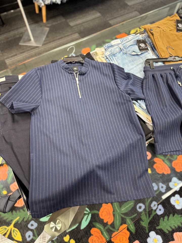 River Island Men’s 2pc Short Set - Med Navy Blue