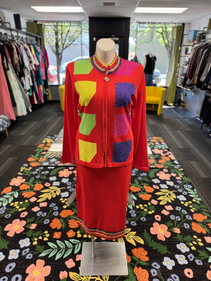 KNY By Kourosh 2pc Knits - Red/Multi-Color