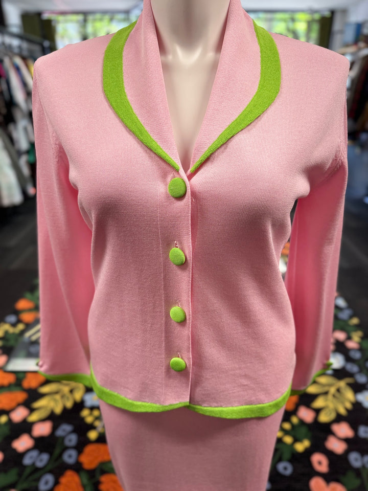 KNY By Kourosh 2pc Knit Suit - Pink/Green
