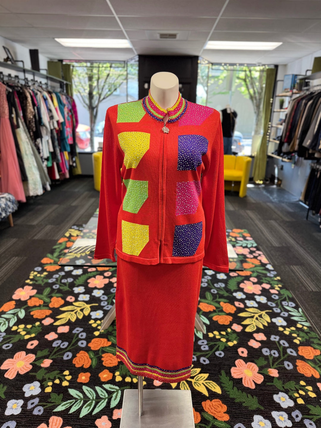 KNY By Kourosh 2pc Knits - Red/Multi-Color