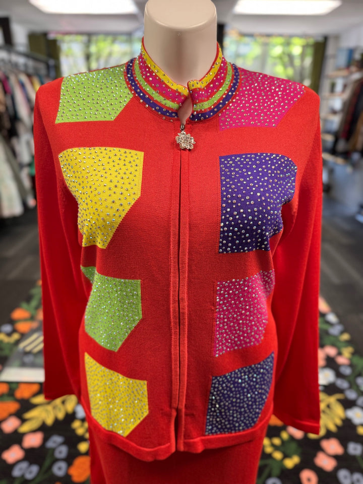 KNY By Kourosh 2pc Knits - Red/Multi-Color