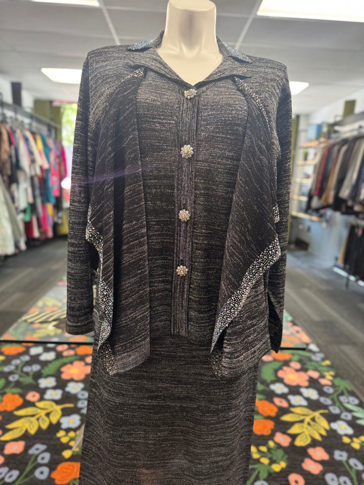 KNY By Kourosh 2pc Knit Suit - Metallic 
