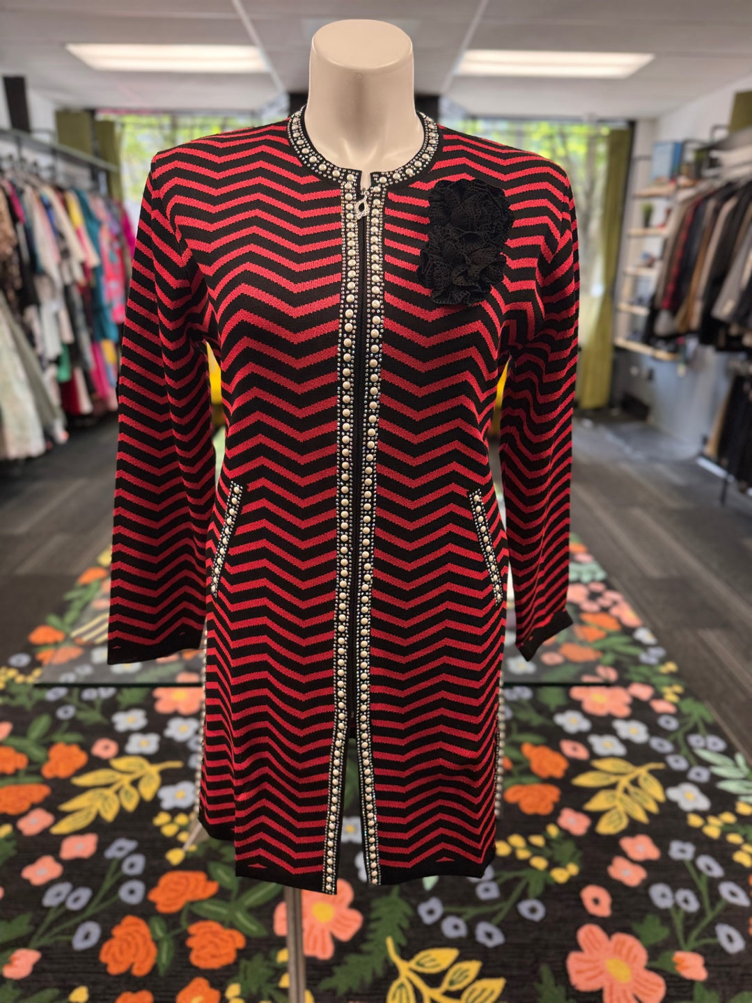 KNY By Kourosh Knit Jacket - Red/Black