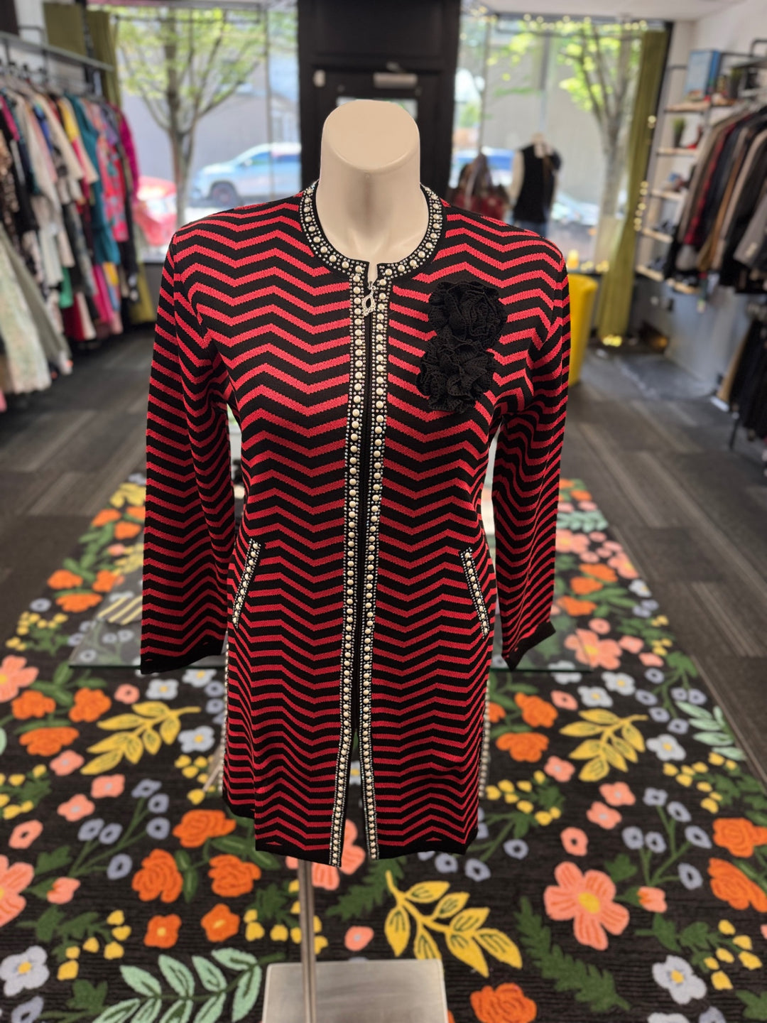 KNY By Kourosh Knit Jacket - Red/Black