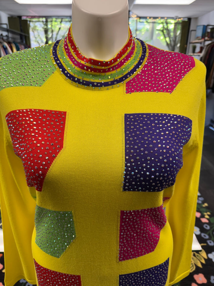 KNY By Kourosh Knit Dress - Yellow/Multi-color 