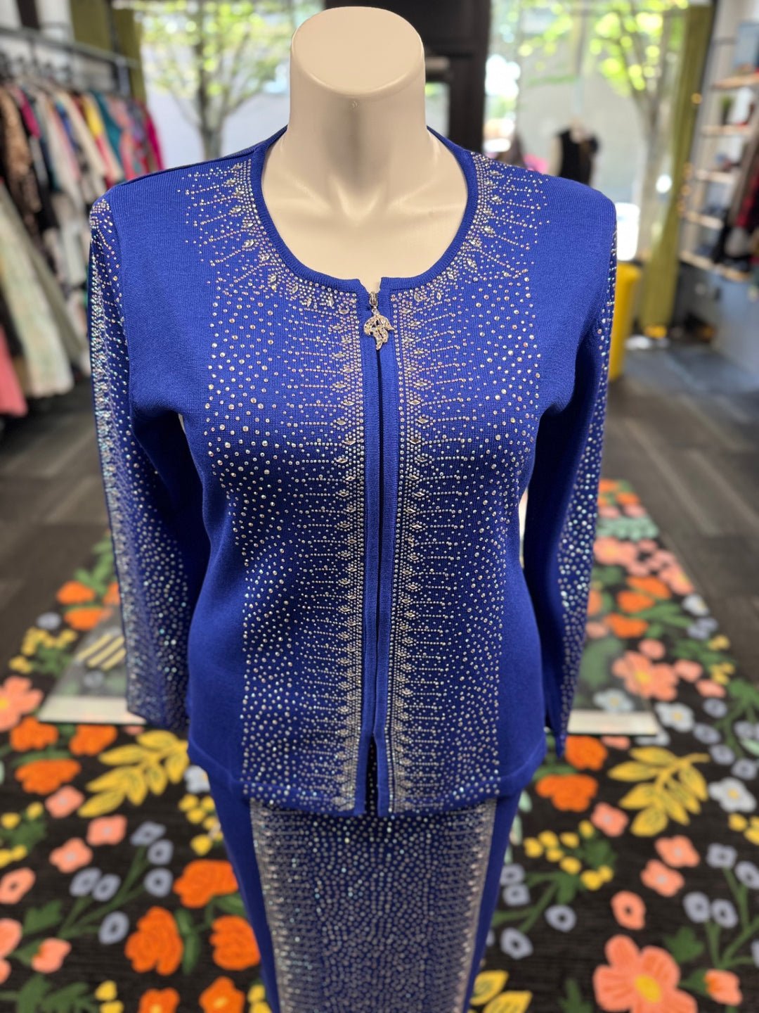 KNY By Kourosh Women's 2pc Knit Suit - Blue