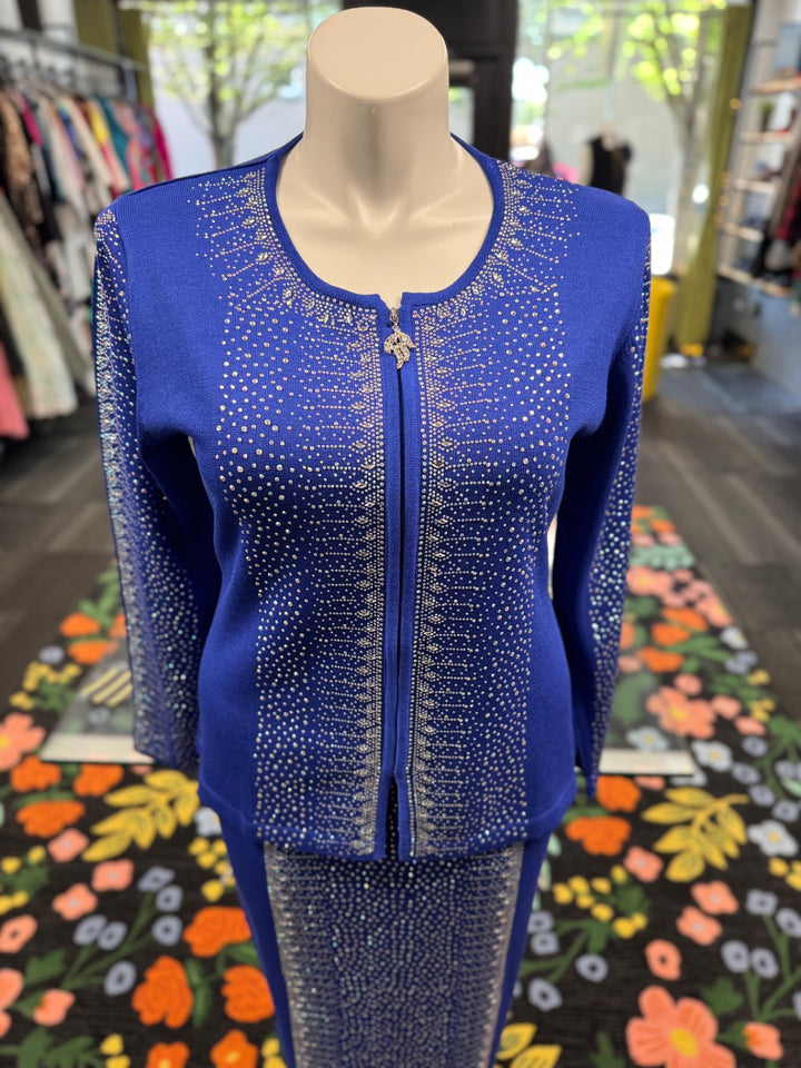KNY By Kourosh Women's 2pc Knit Suit - Blue