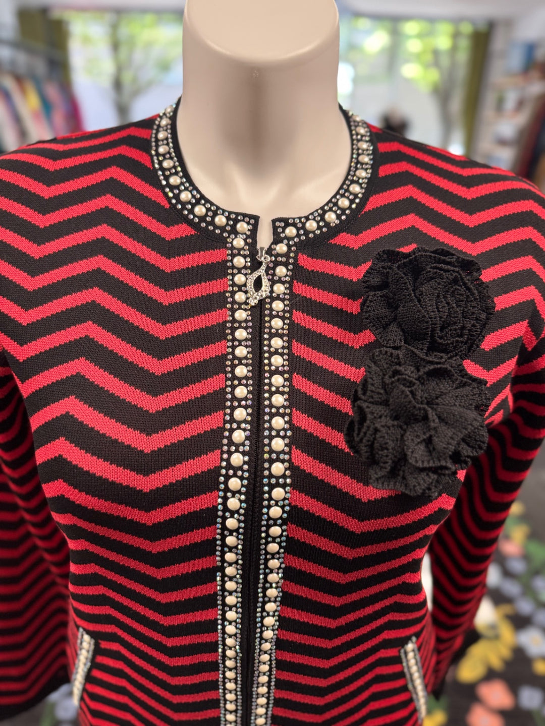 KNY By Kourosh Knit Jacket - Red/Black
