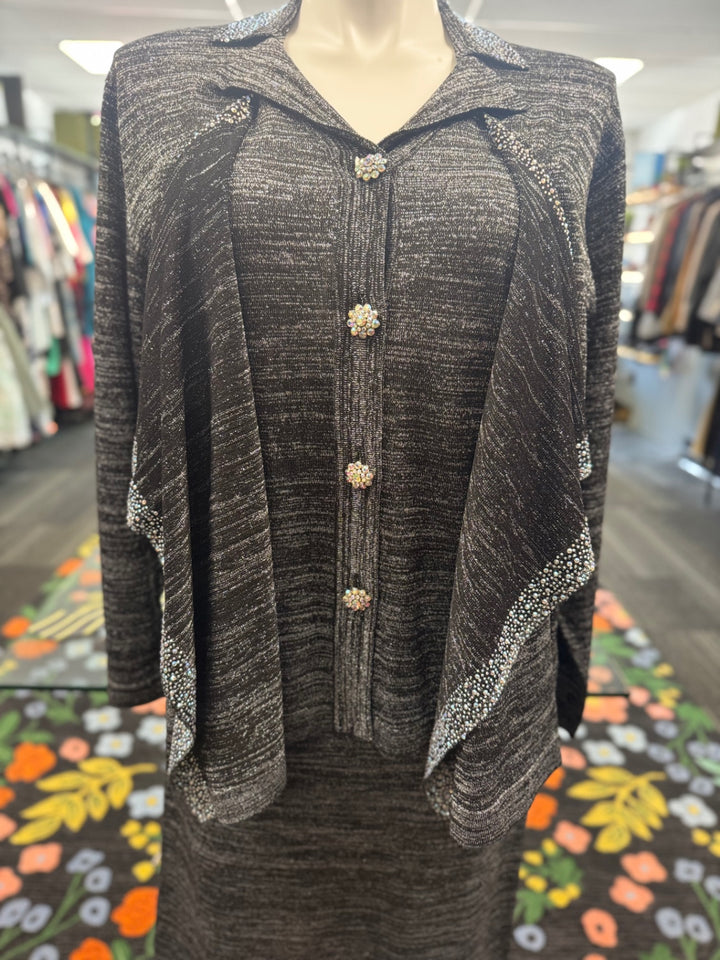 KNY By Kourosh 2pc Knit Suit - Metallic 