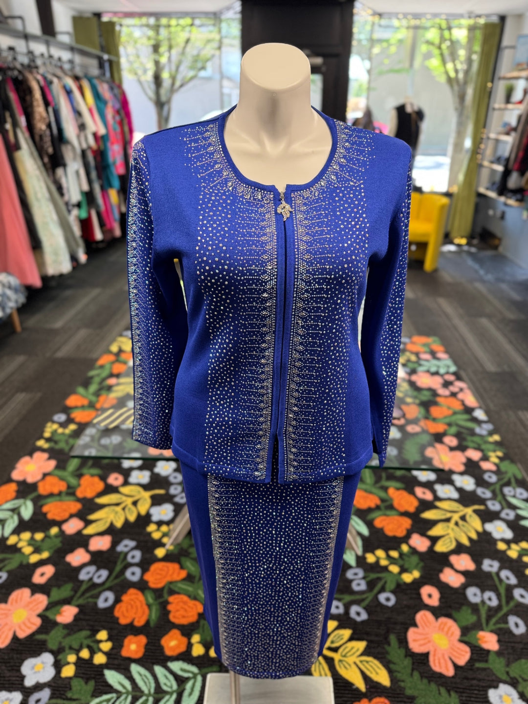 KNY By Kourosh Women's 2pc Knit Suit - Blue