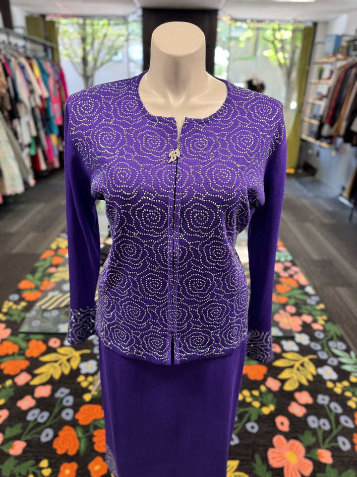 KNY By Kourosh Women's 2pc Knit Suit - Purple