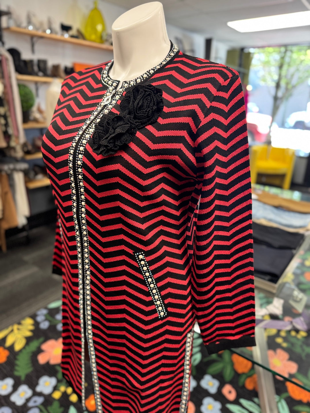 KNY By Kourosh Knit Jacket - Red/Black