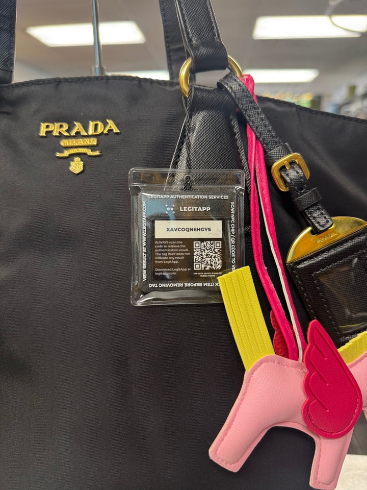 Authentic ~ Prada Nylon & Black Leather Tote 