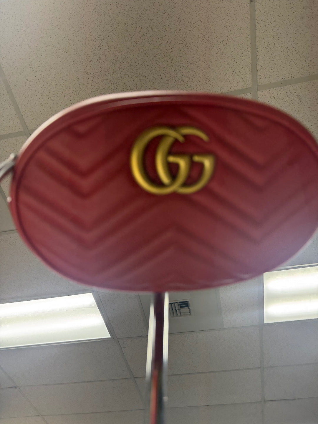 Authentic - Gucci Gold GG Monogram Red Quilted Leather Waist Belt Bum Bag