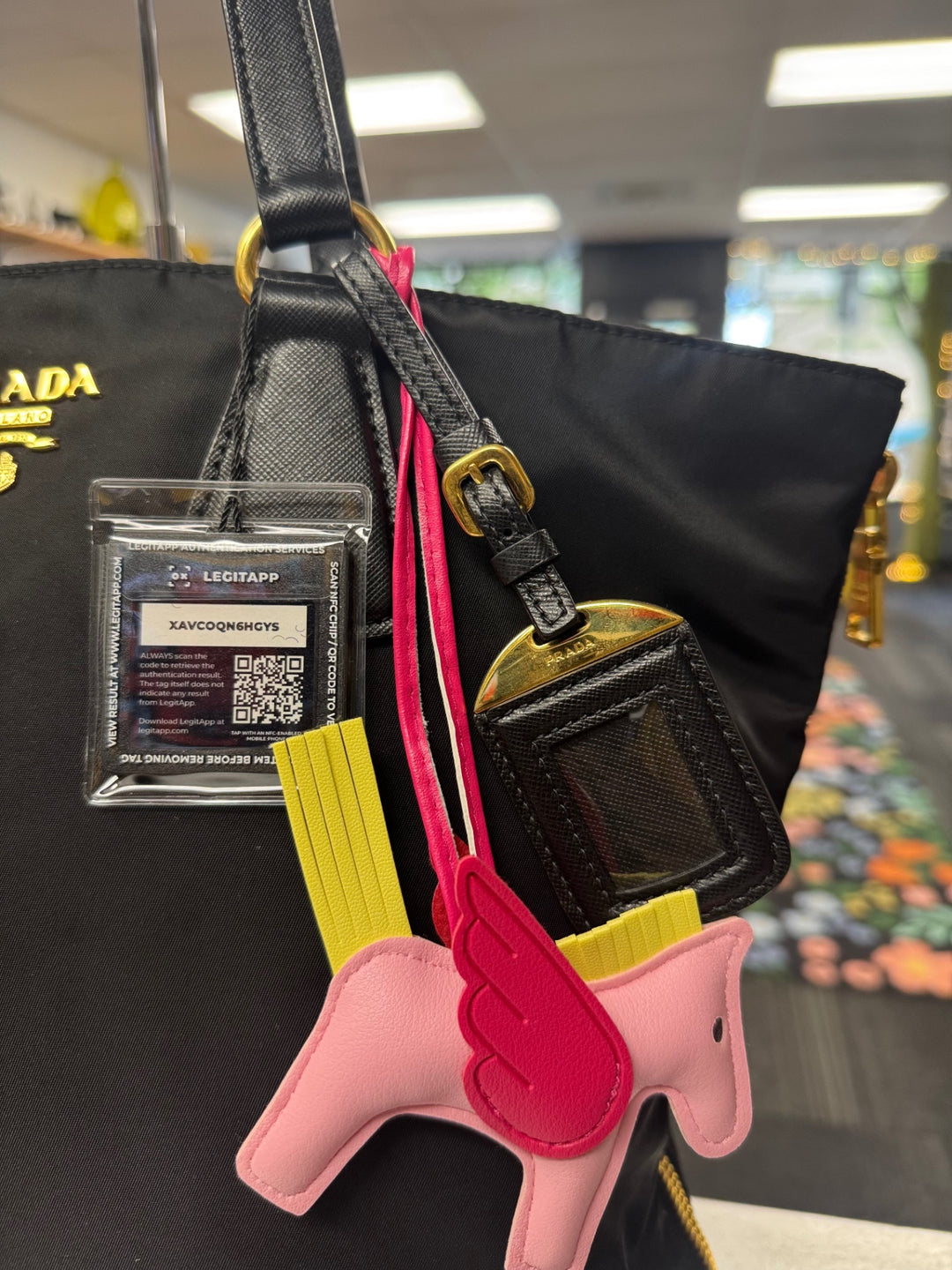 Authentic ~ Prada Nylon & Black Leather Tote 