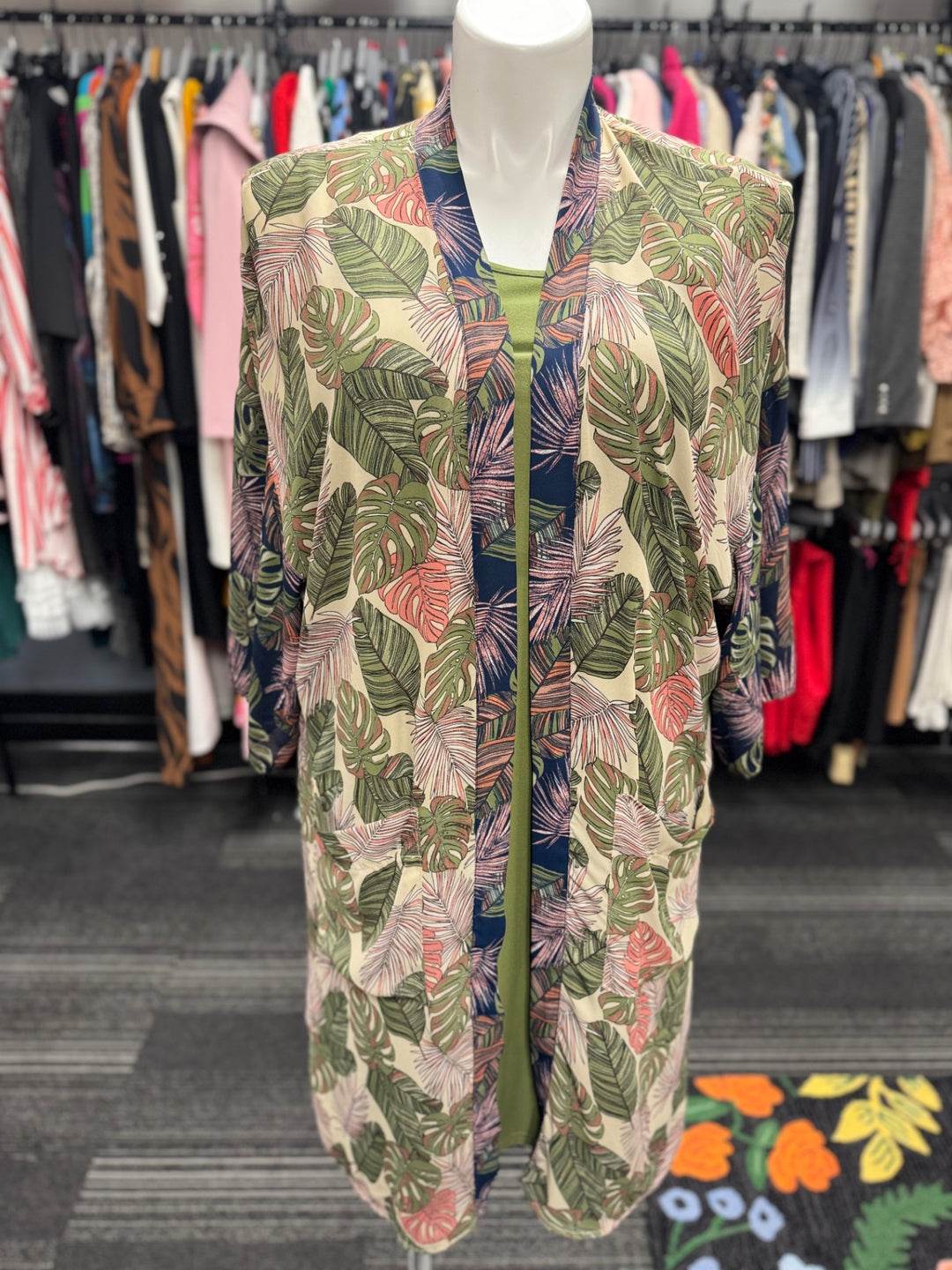 Time & Tru Women's 2pc Dress XL Green