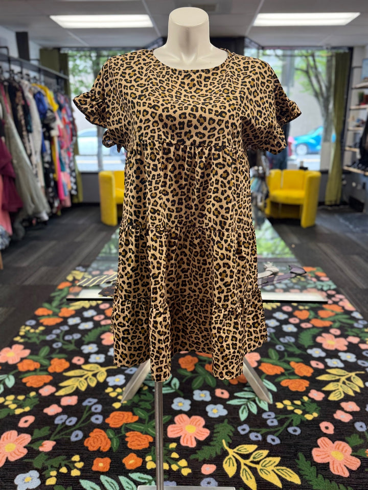 Gumbo Luxury Women's Leopard Print Dress (1X) 