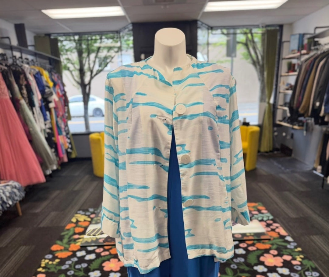 Truth + Style Women Top (2X Cream & Blue)