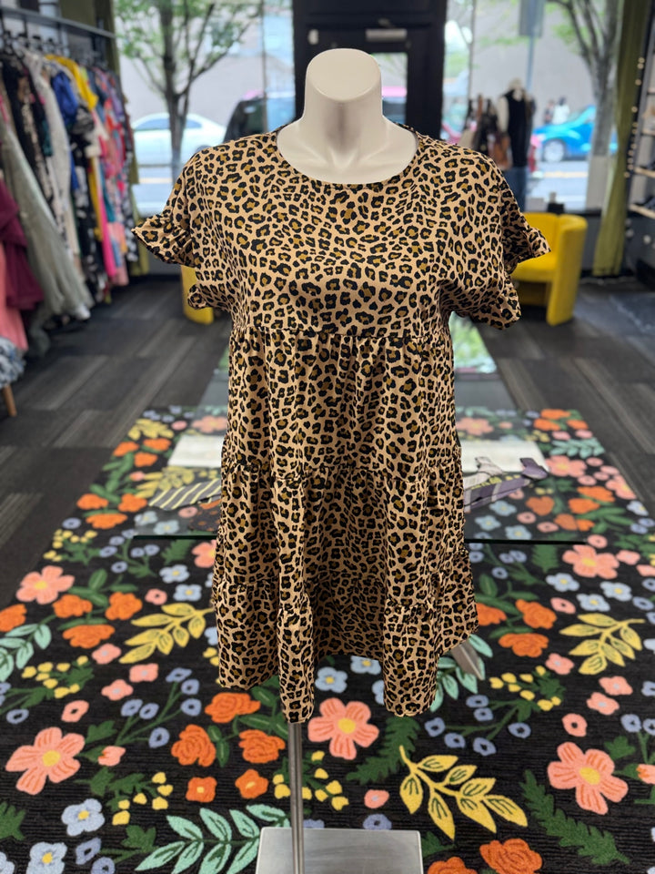 Gumbo Luxury Women's Leopard Print Dress (1X) 