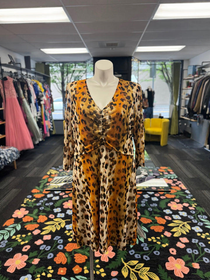 Iman Women's Dress (2X Leopard) 