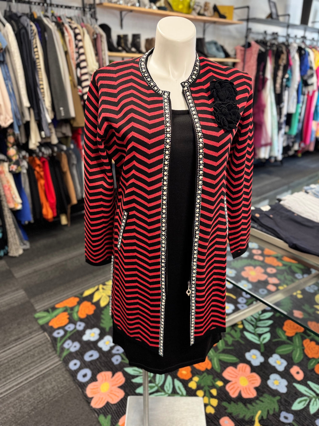 KNY By Kourosh 2pc Knit  - Red/Black
