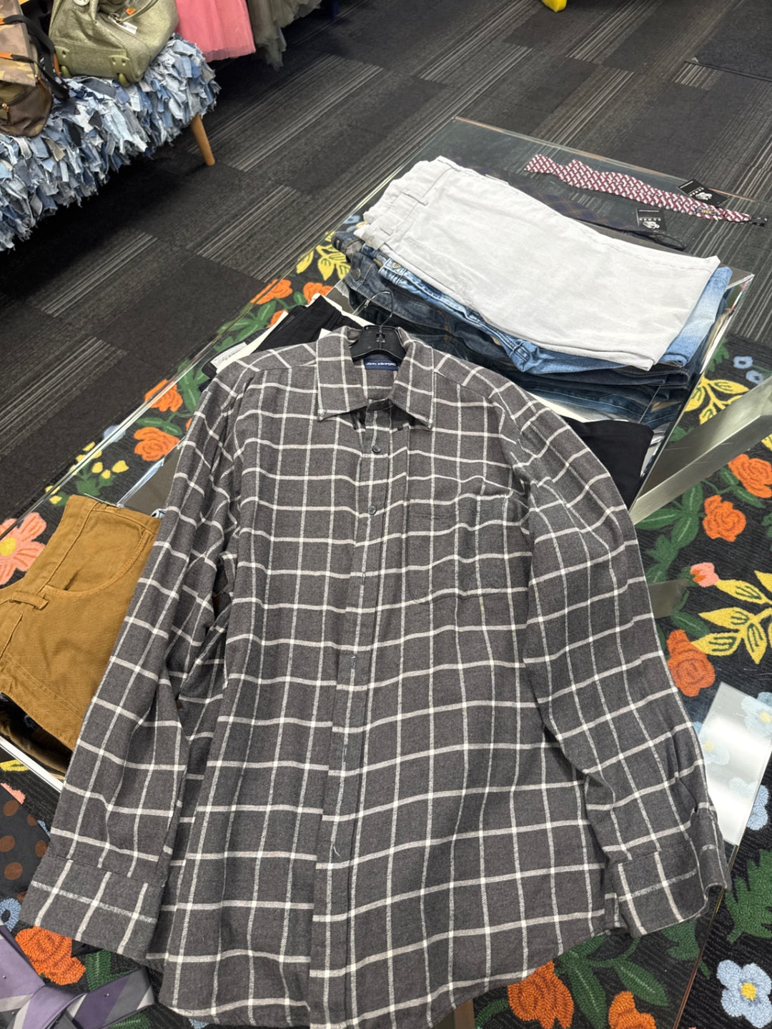 John Ashford Men’s Shirt (XL Gray Check)